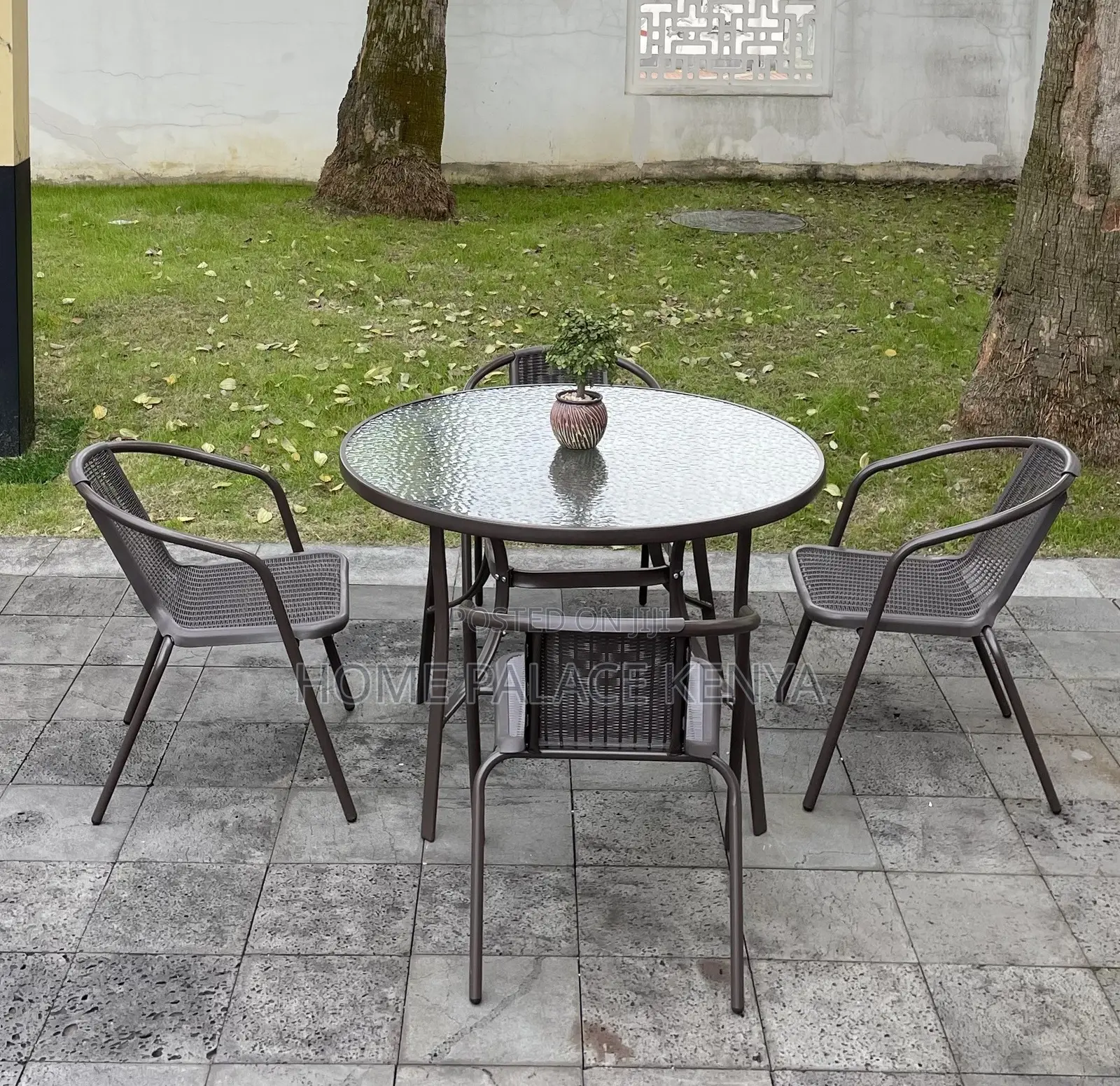 Outdoor Set: 5 Piece Breathable Backrest Family Outdoor Set