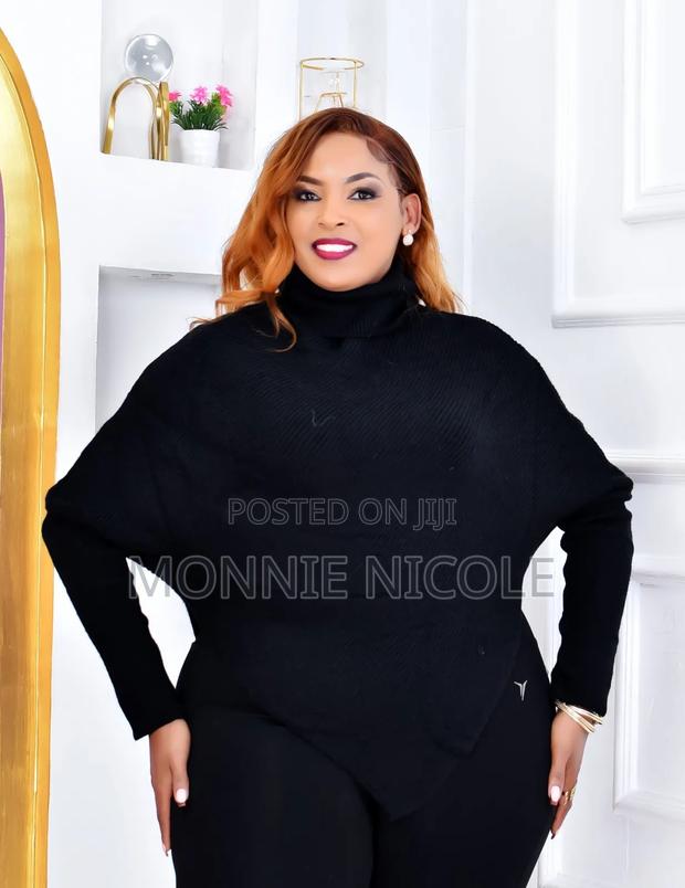 Turtleneck Acrylic Knit Poncho - main view