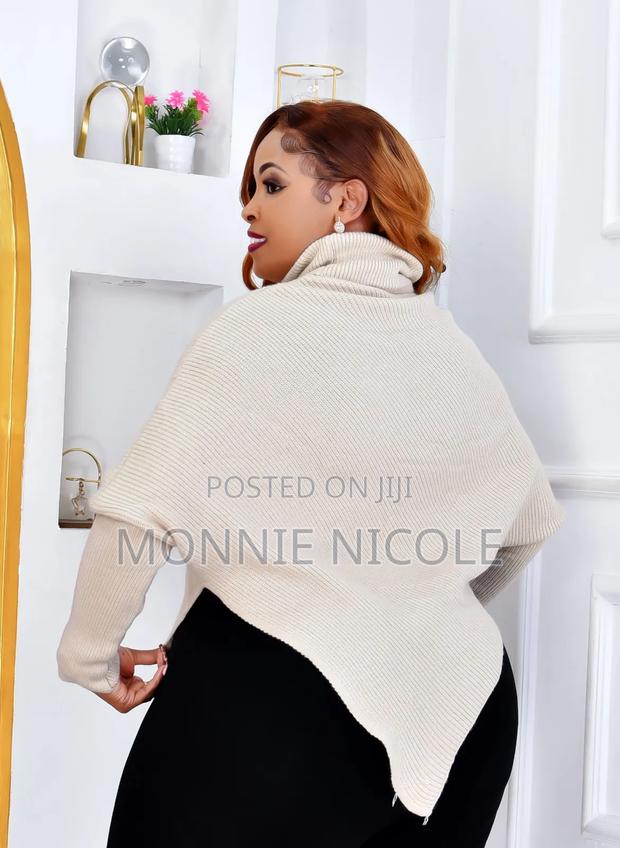 Turtleneck Acrylic Knit Poncho - thumbnail 2