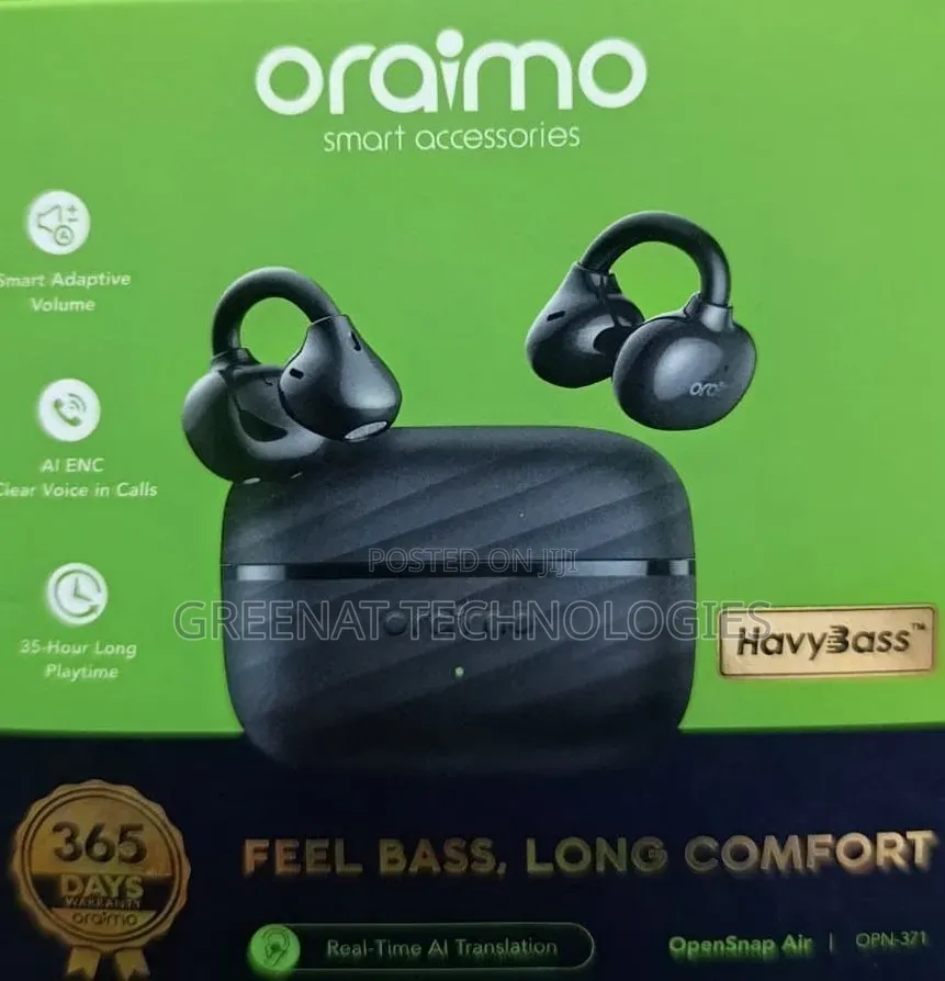 Oraimo OpenSnap Air OPN-371 35Hours AI Noise Cancellation