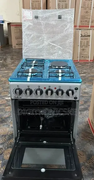 Olelon Free Standing 3 Gas Burner +1 Electric Silver Cooker 50 by 55