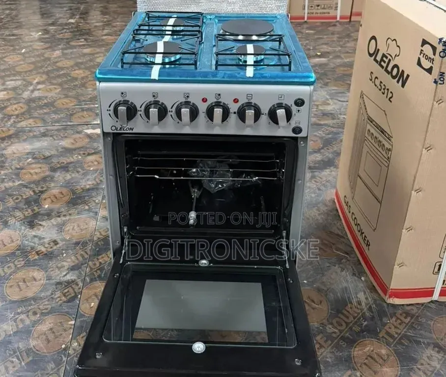 Olelon Free Standing 3 Gas Burner +1 Electric Silver Cooker 50 by 55