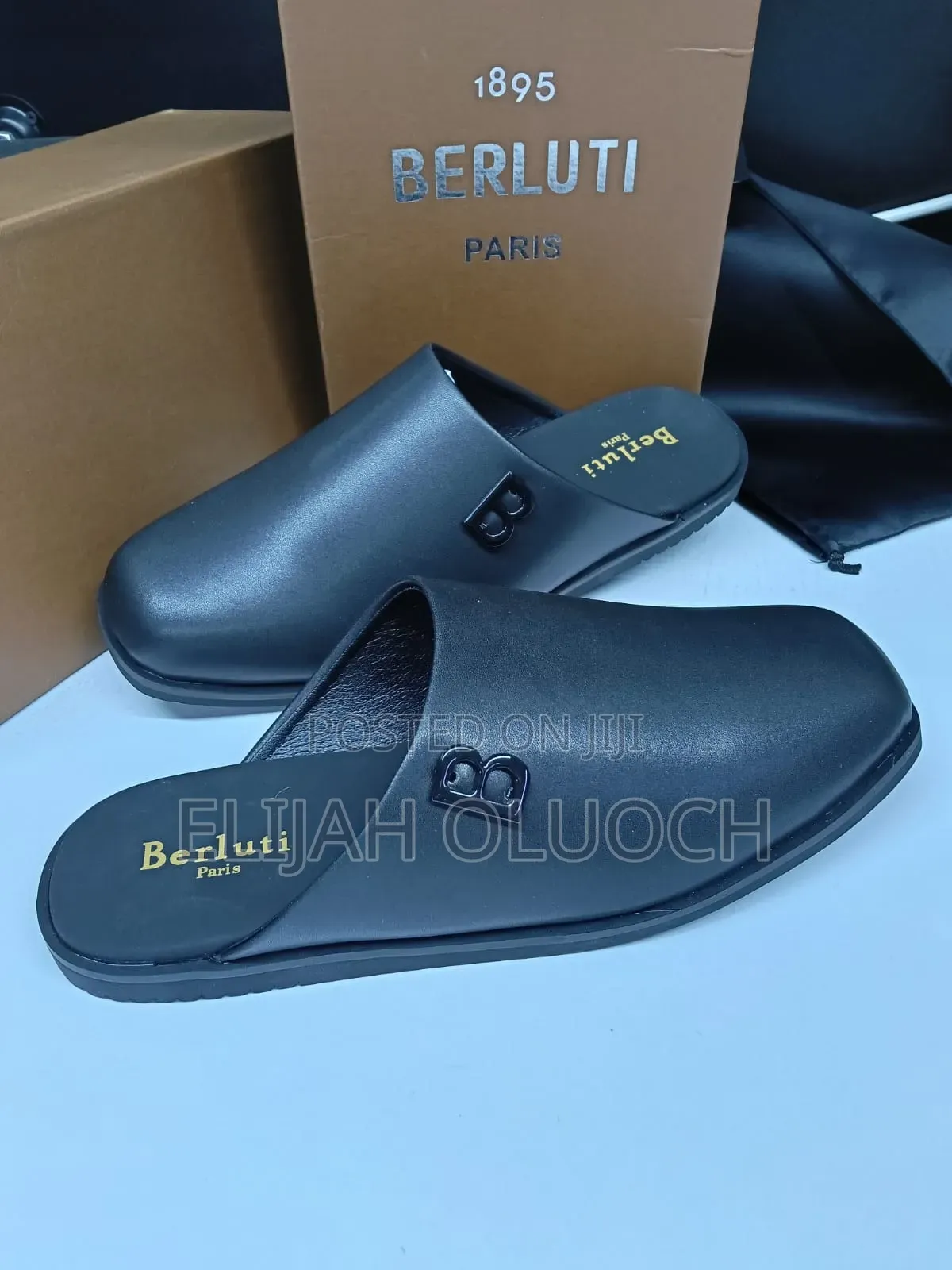 *BERLUTI* _Mules_ ~` Black Leather` ~