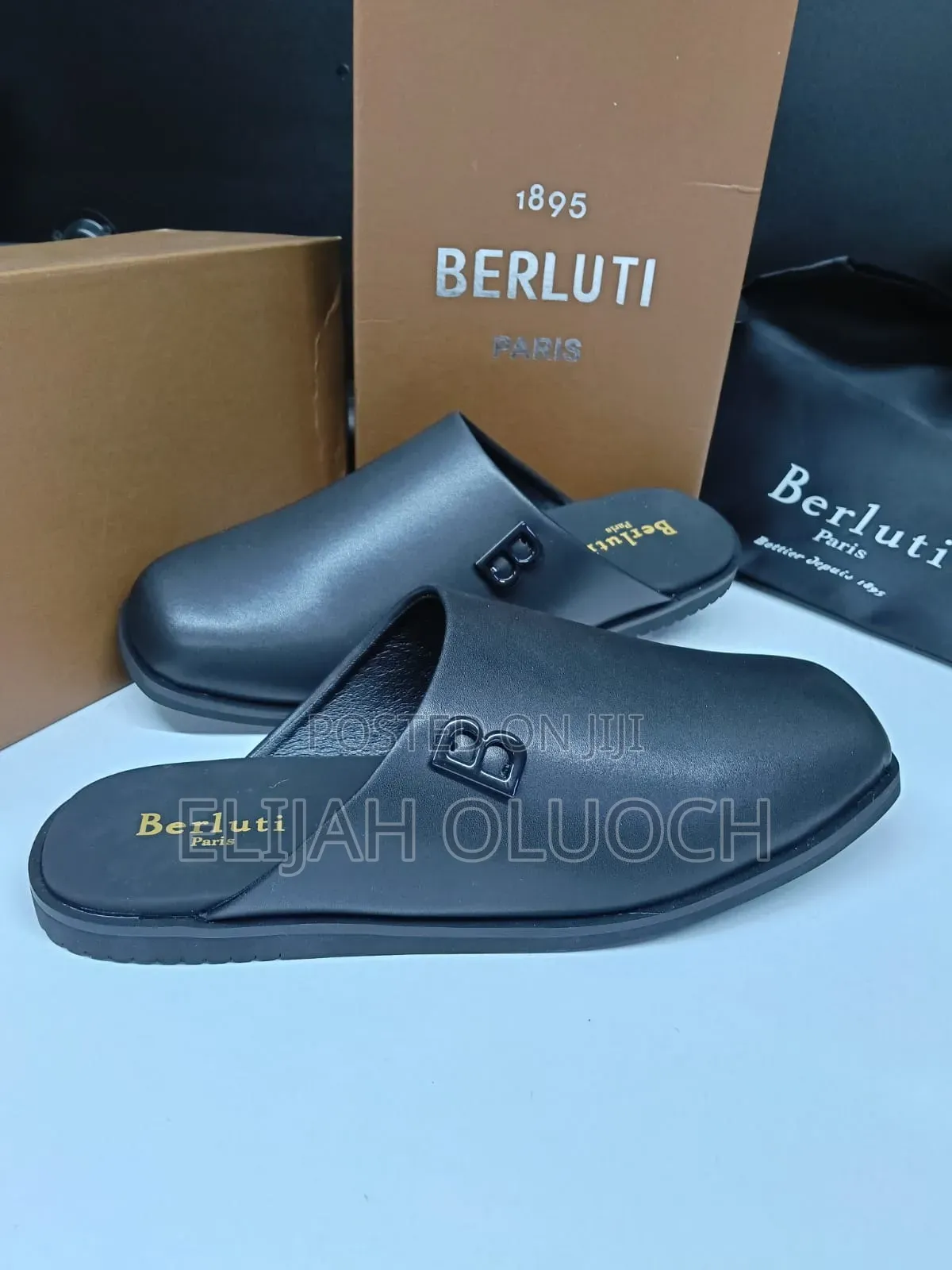 *BERLUTI* _Mules_ ~` Black Leather` ~