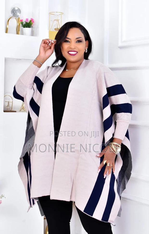 Winter Plus Size Ladies Sweater Poncho - main view