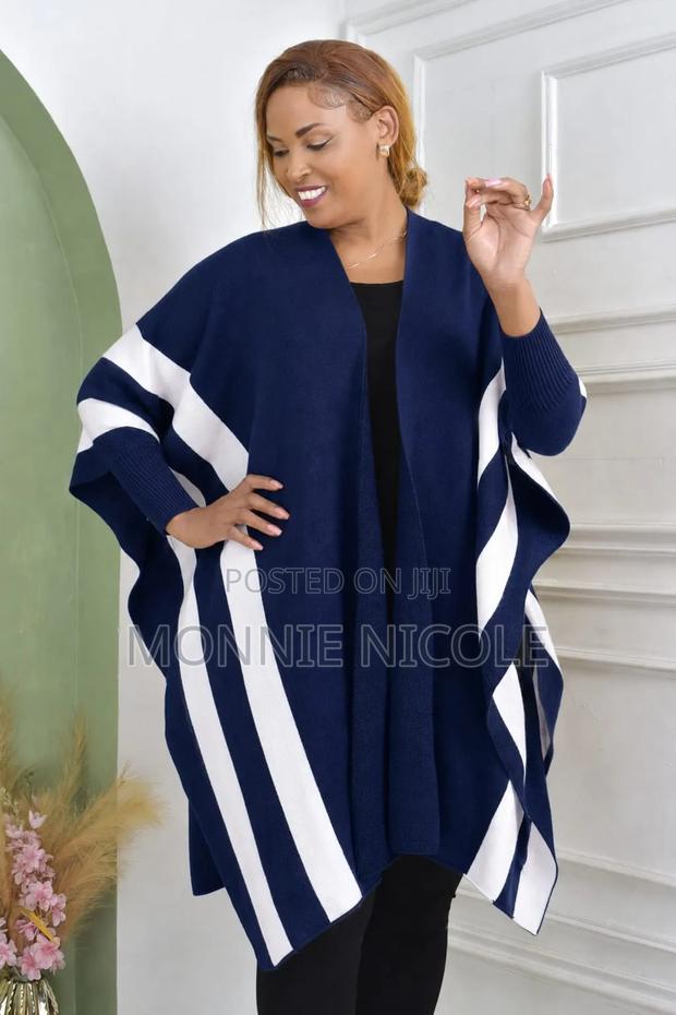 Navy Blue Plus Size Mero Ponchos - main view