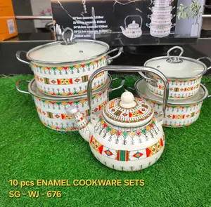 10pieces Enamel Cookware Set With Kettle