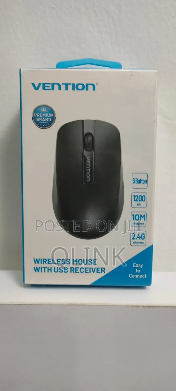 Vention 3-Button Wireless Computer Mouse With USB Receiver Black