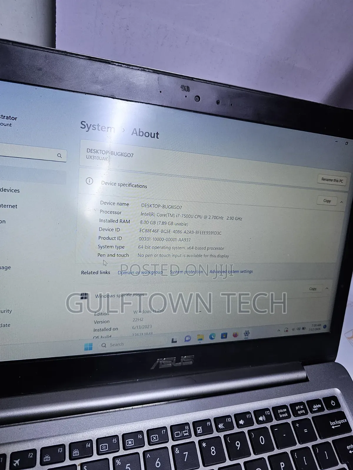 Laptop Asus 8GB Intel Core i7 SSD 256GB