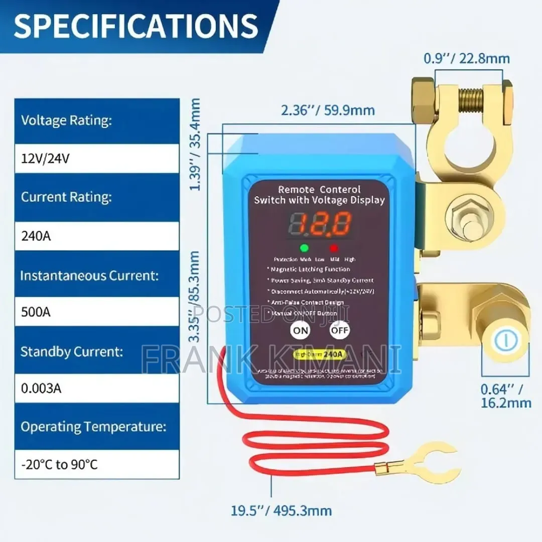 Remote Battery Disconnect Switch Anti Theft