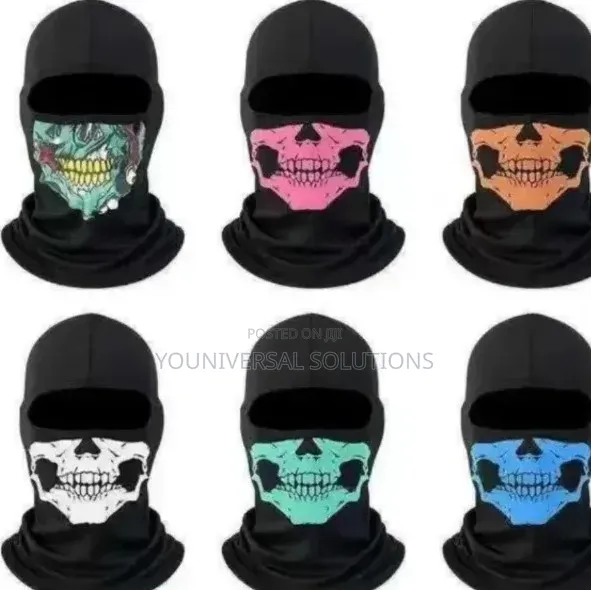 Black Skull Print Ninja Style Balaclava