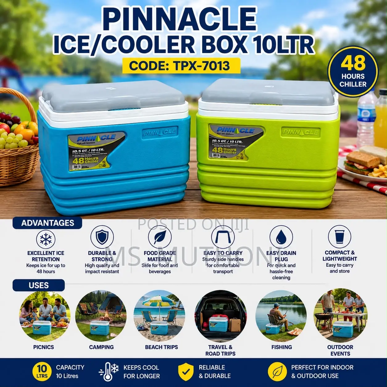 (Up-to 48 Hrs) Pinnacle Ice/Cooler Box 10ltr