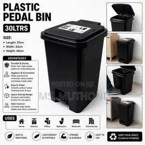 Black 30 Litres Pedal Bin – (Plain)