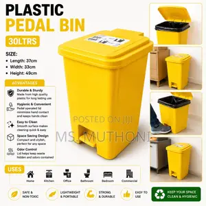 Yellow Pedal Bin – 30 Litres (Plain)