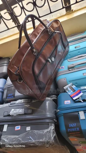 Premium Brown Leather Travel Duffle Bag –