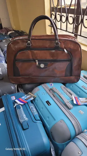 Premium Brown Leather Travel Duffle Bag –