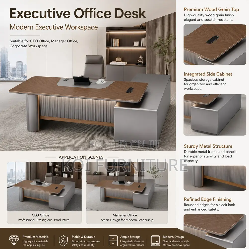 Office Desk; 1.6 Meters Executive Advanced Office Desk in L Shape