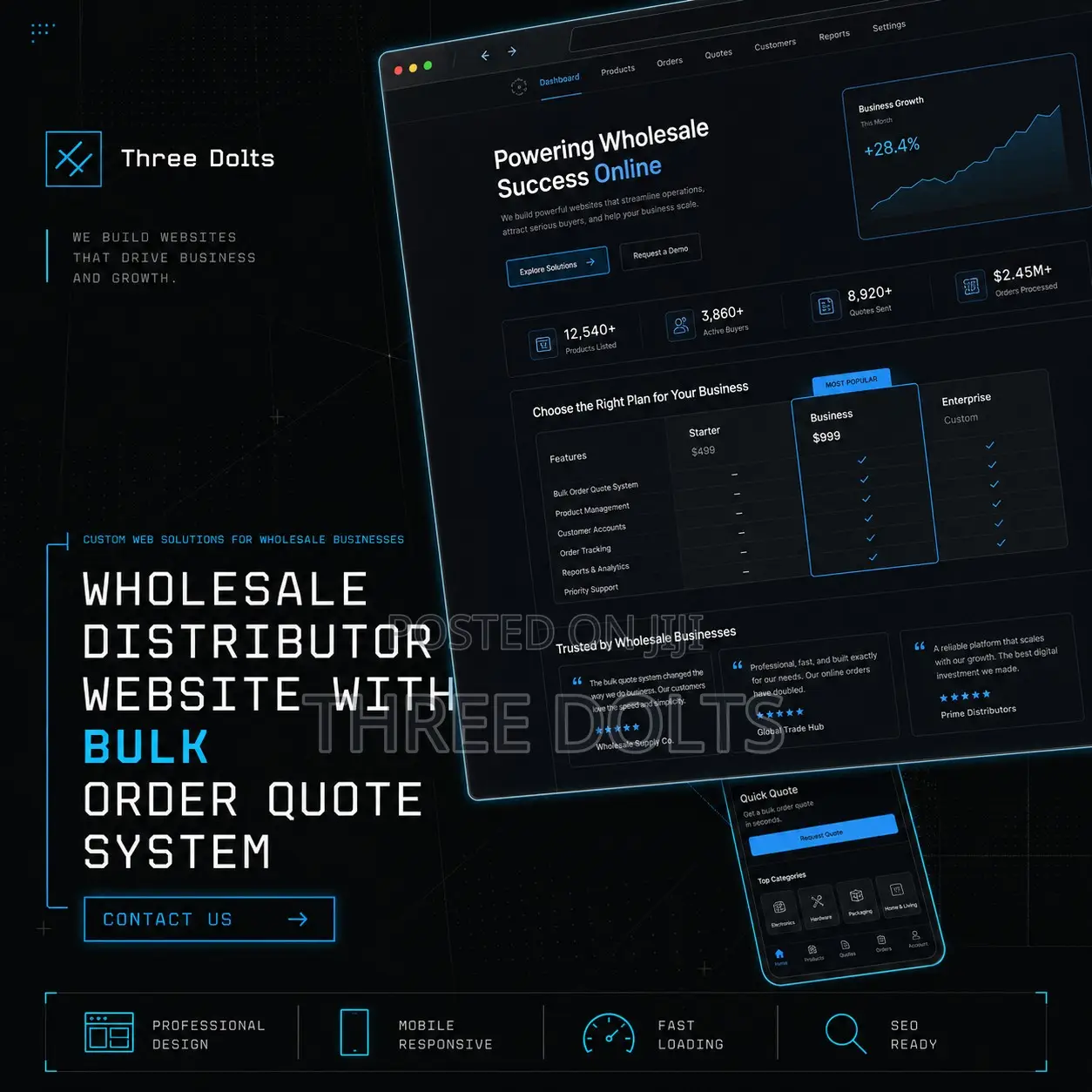 Wholesale Distributor Website With Bulk Order Quote System