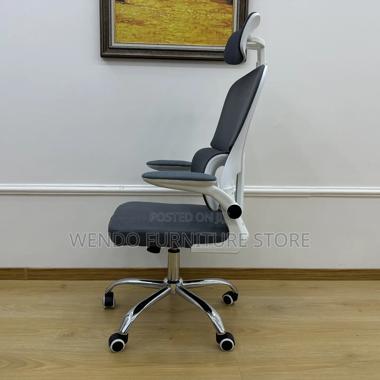 Office Chairs; Orthopedic White Office Chair With Flip Up Armrest