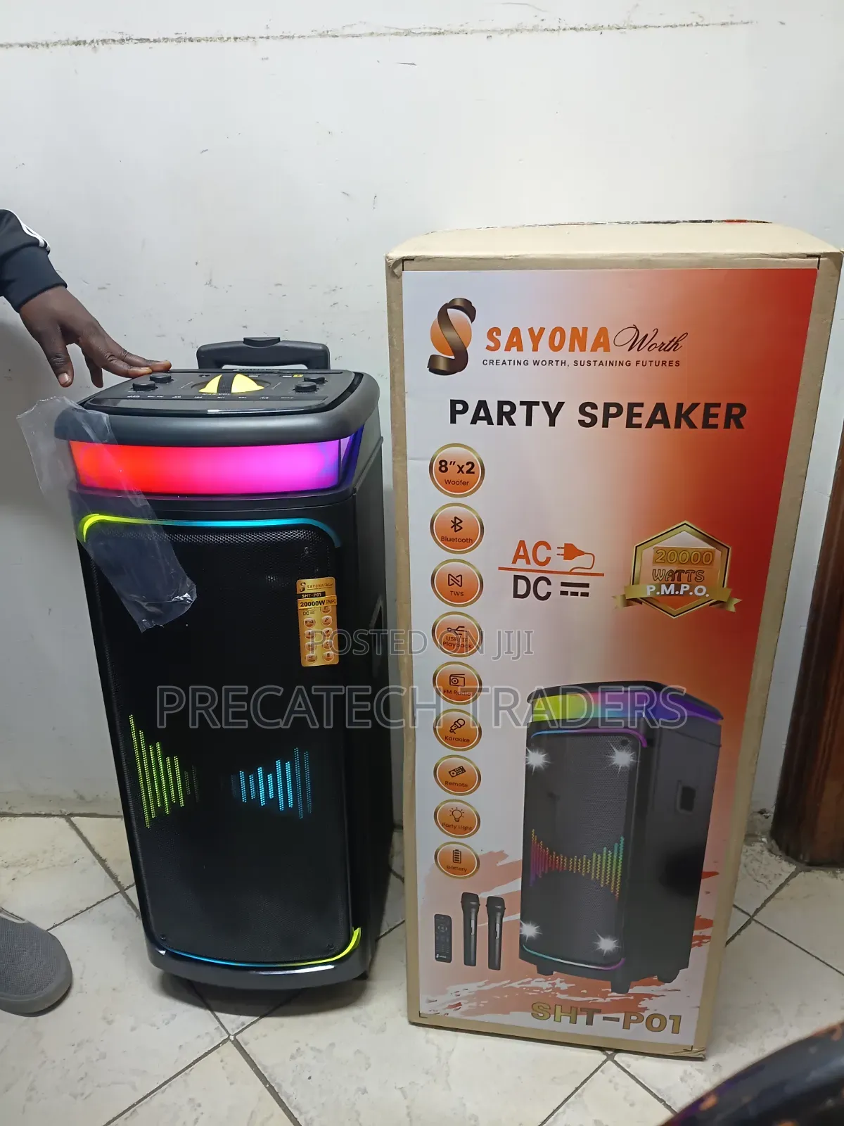 Sayona SHT-P02 100W Party Speaker With Bluetooth LED Lights