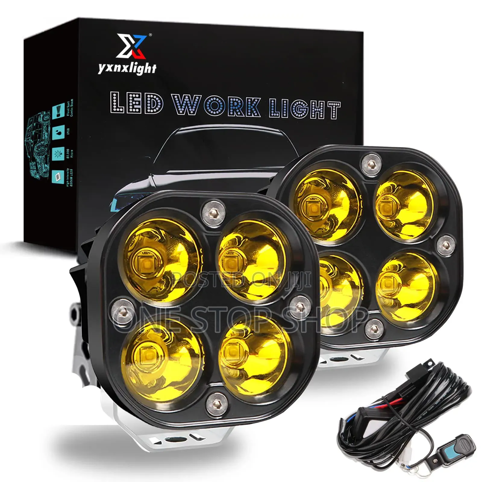 Yellow/Amber Spotless Beam Work Led Lights With Mounting Bracket