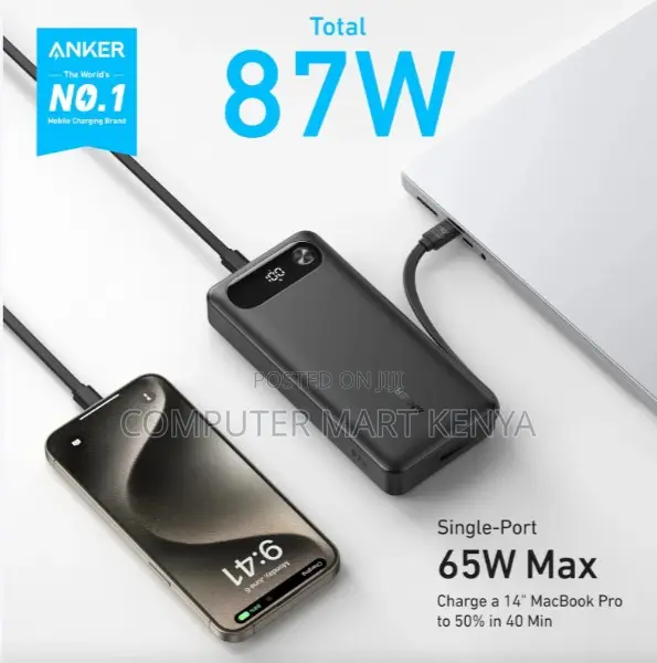 Anker Power Bank (, 87W, Built-in USB-C Cable)