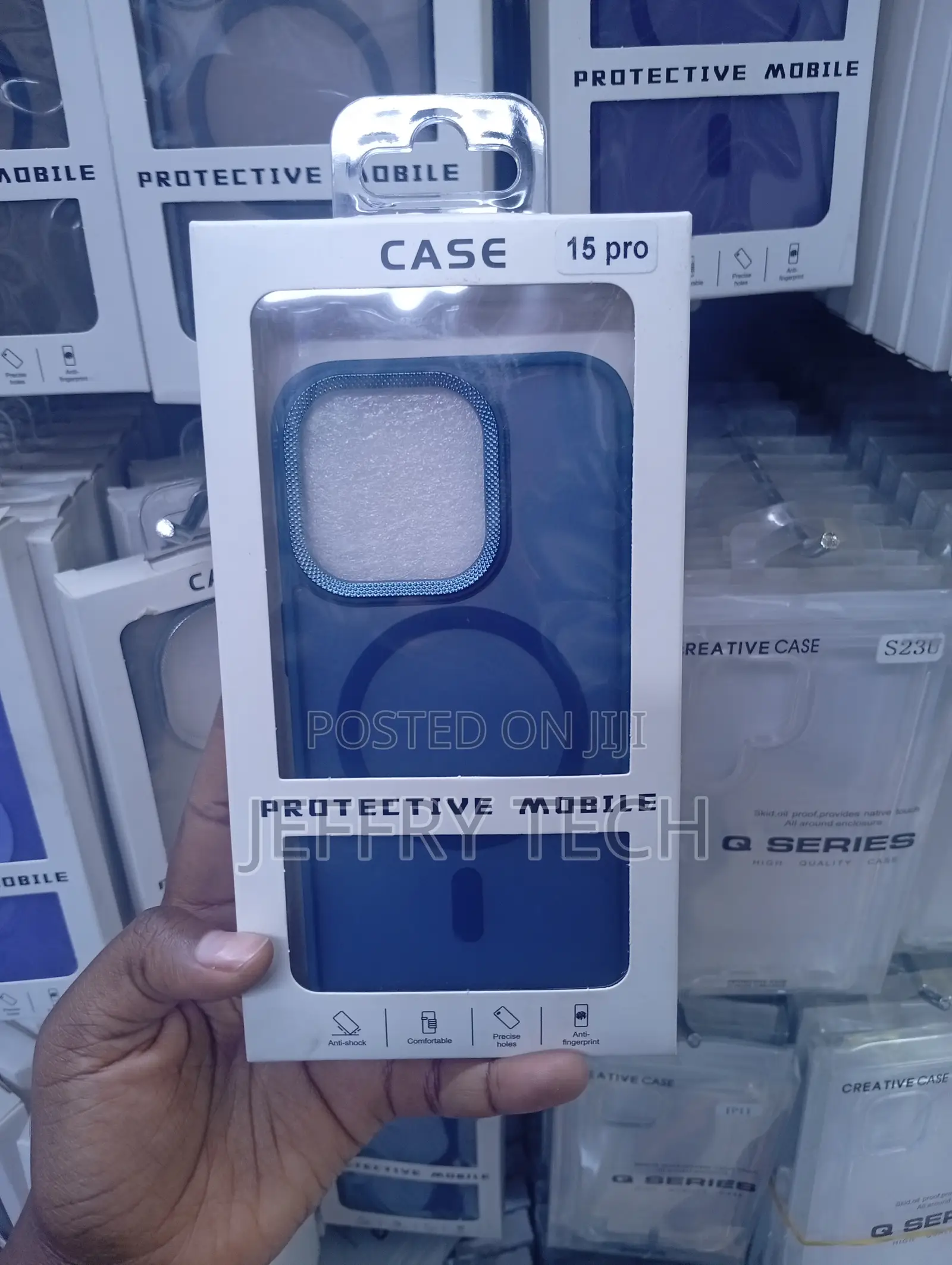 iPhone 15 Pro Blue Protective Mobile Smartphone Case -Magsafe