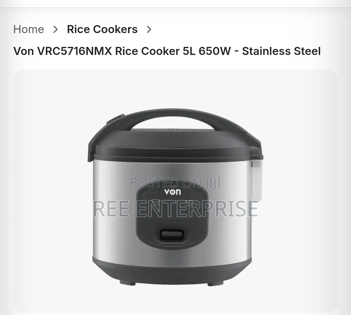 5 Litres Von Electric Rice Cooker