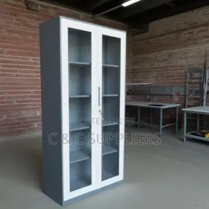 Lockable Full Glass Filling Office Cabinet