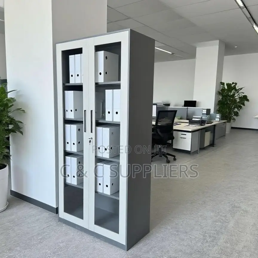 Lockable Full Glass Filling Office Cabinet