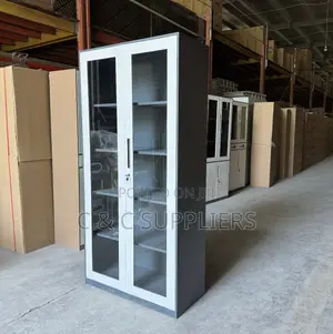Lockable Full Glass Filling Office Cabinet