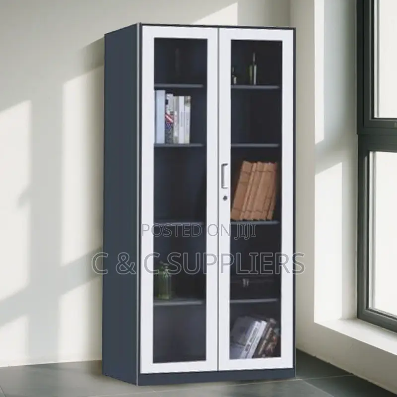 Lockable Full Glass Filling Office Cabinet