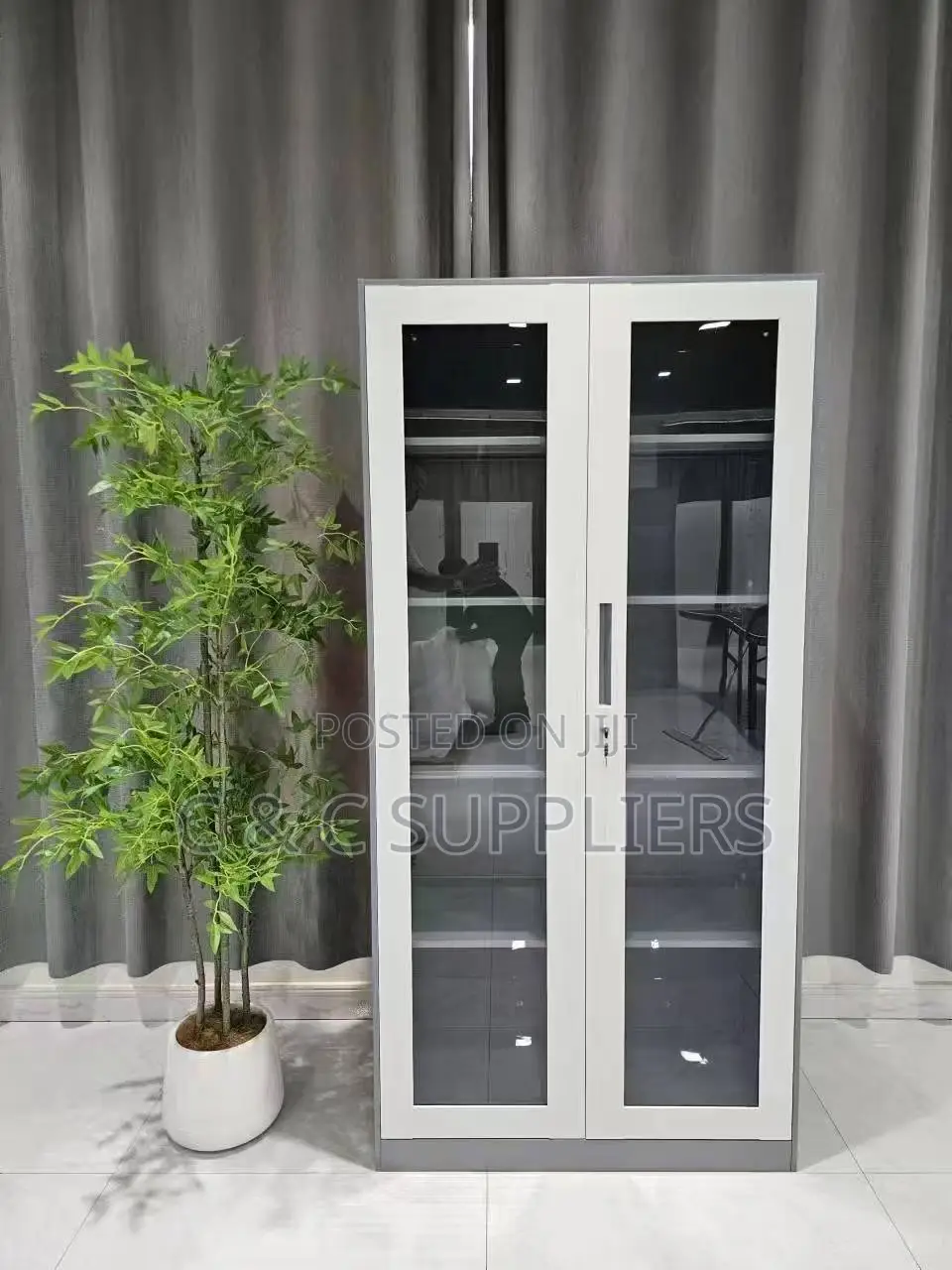 Lockable Full Glass Filling Office Cabinet