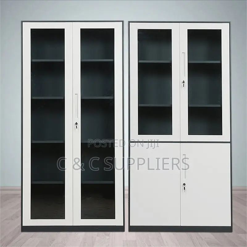 Lockable Full Glass Filling Office Cabinet