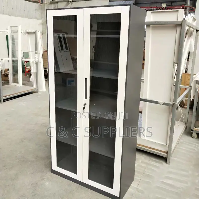 Lockable Full Glass Filling Office Cabinet