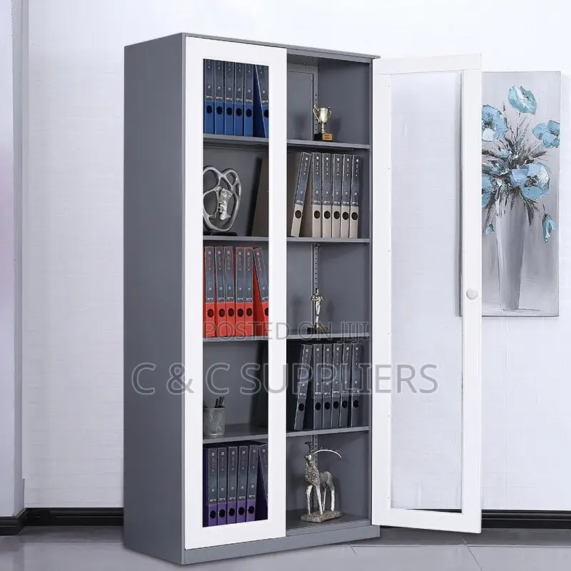 Lockable Full Glass Filling Office Cabinet