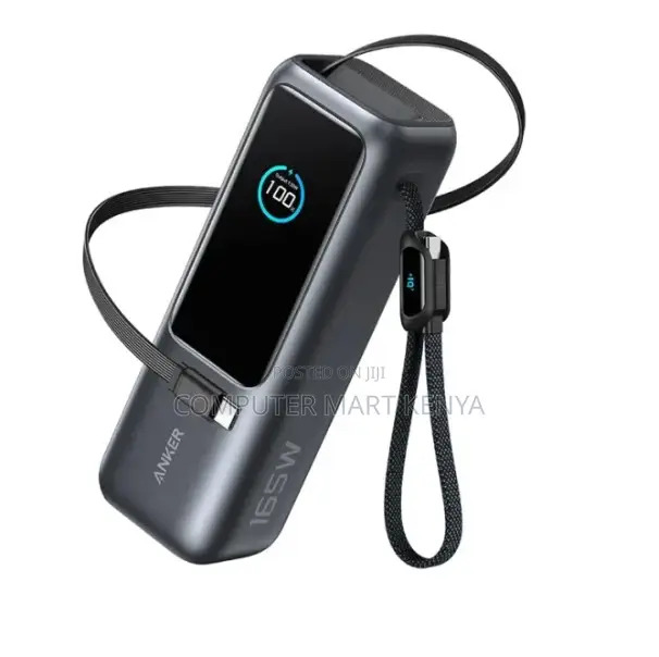 Anker Power Bank (25,000mAh, 165W, Built-in Retractable Cables) –Black