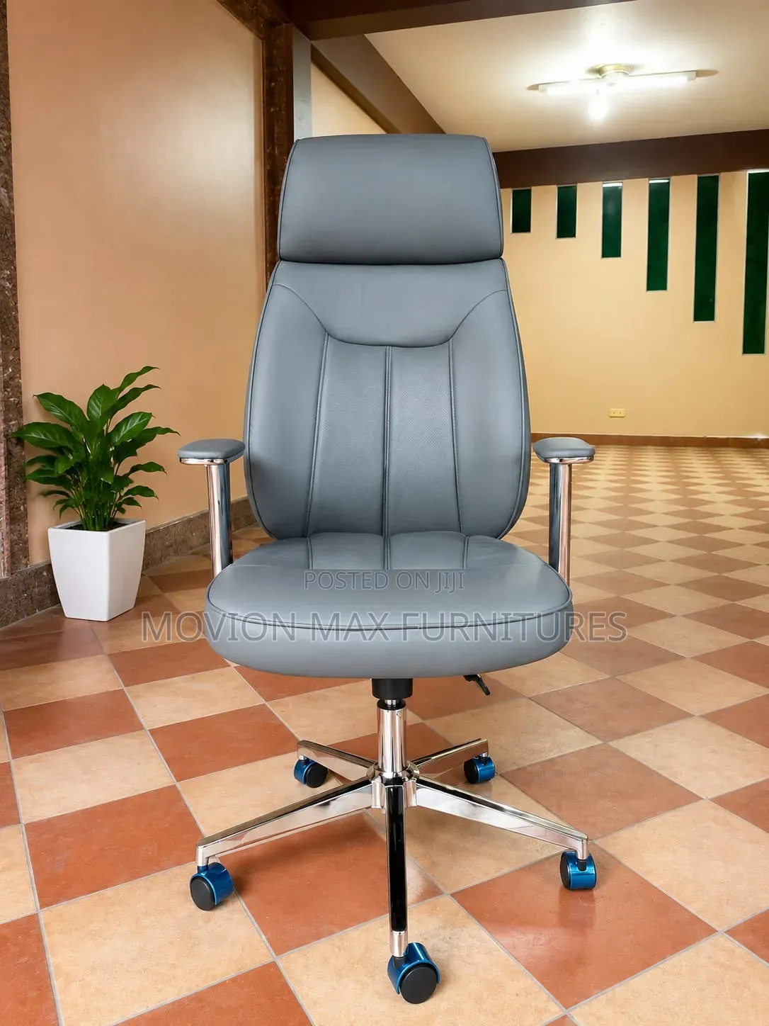 New Grey Leather Executive Chair