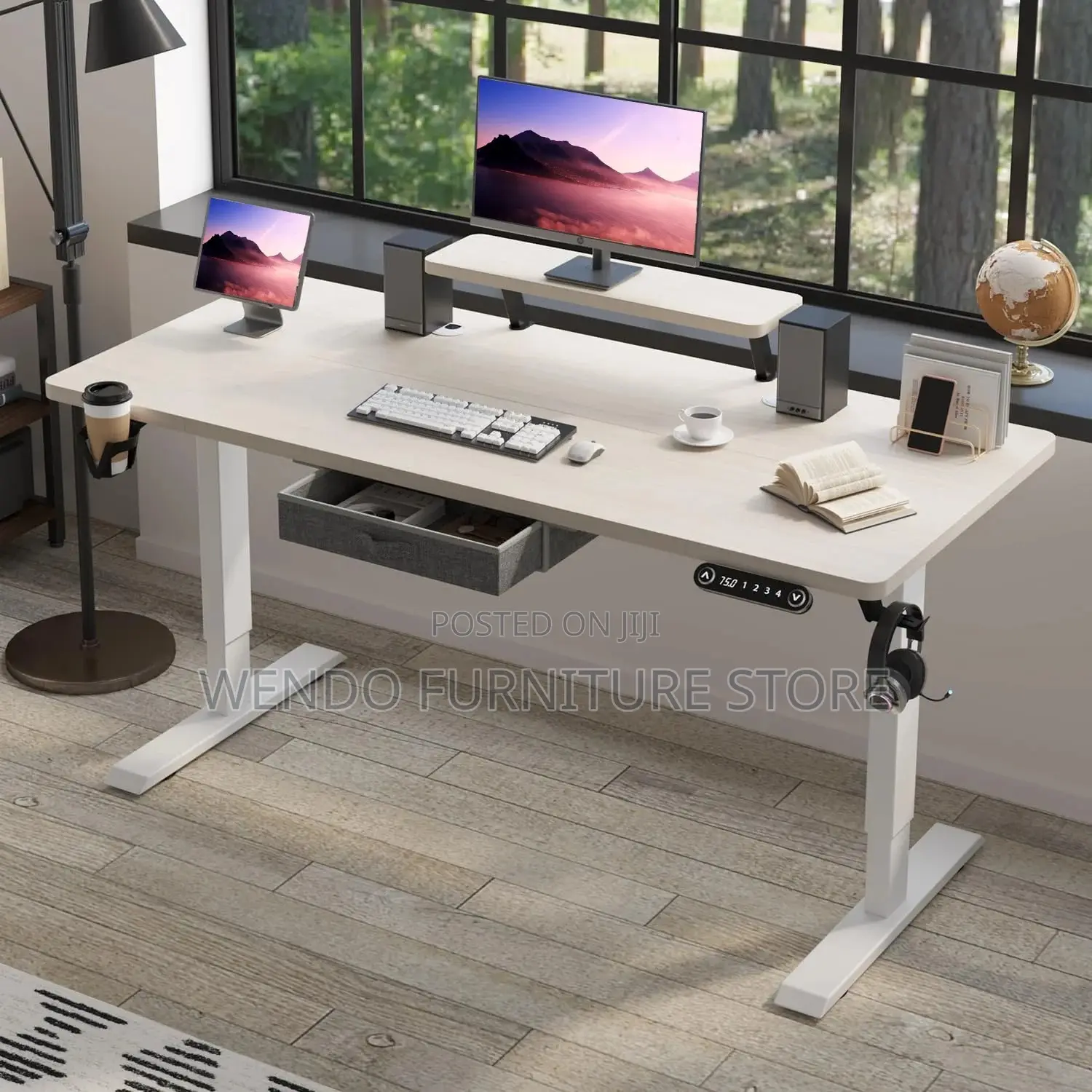 Office Desk; 1.6m Home Office Ergonomic Adjustable Desk With Motor