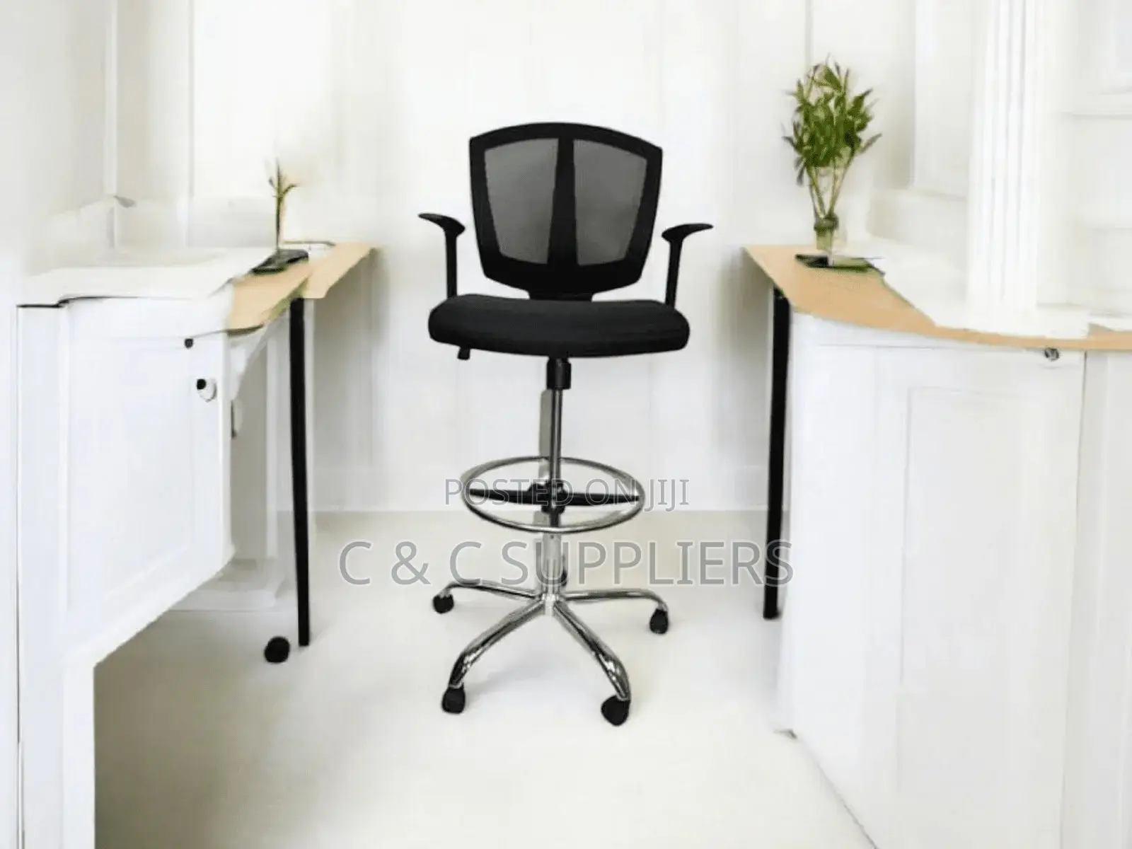 Adjustable Cashier Mesh Swivel Chair