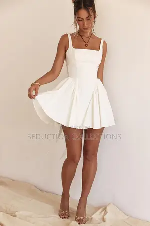 White Corset Fit and Flare Mini Dress