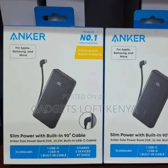 Anker Slim Power Bank With Built-in 90° Cable