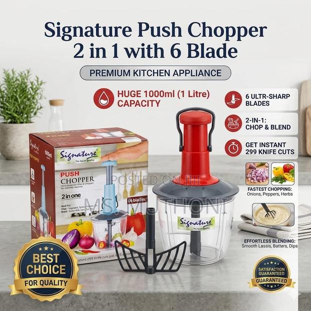 Large 1000ml (1 Litre) Signature 2-in-1 Push Chopper - main view