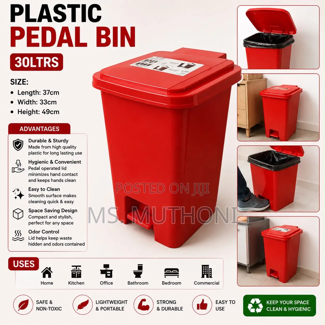 Upgrade Your Space With the Ultimate 30L Plastic Pedal Bin!