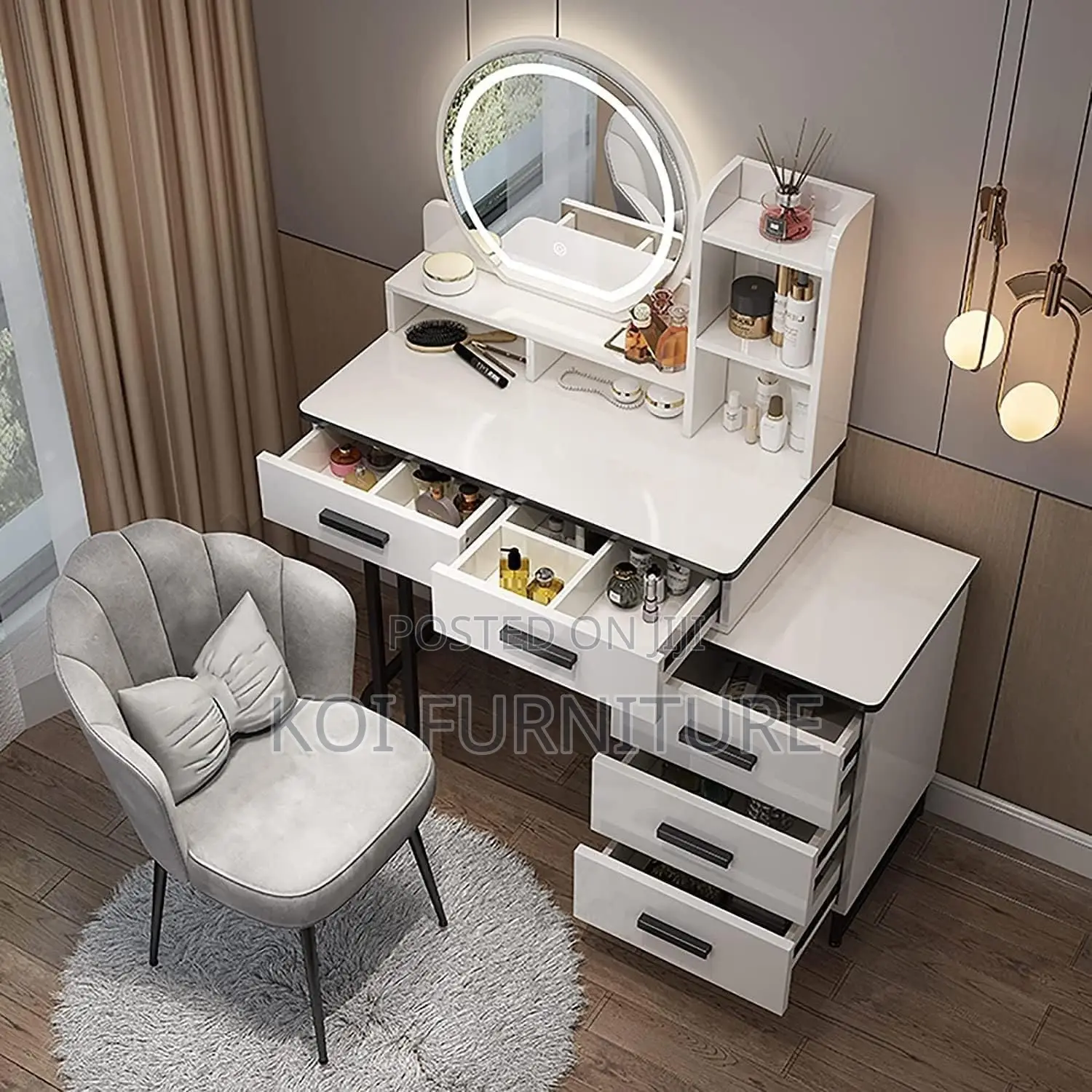 Dresers; Home Pochy Dressing Vanity Set Table With Drawers