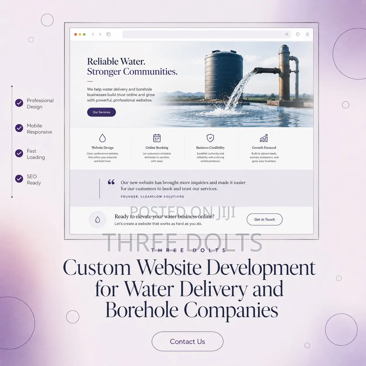 Custom Website Development for Water Delivery and Borehole Companies