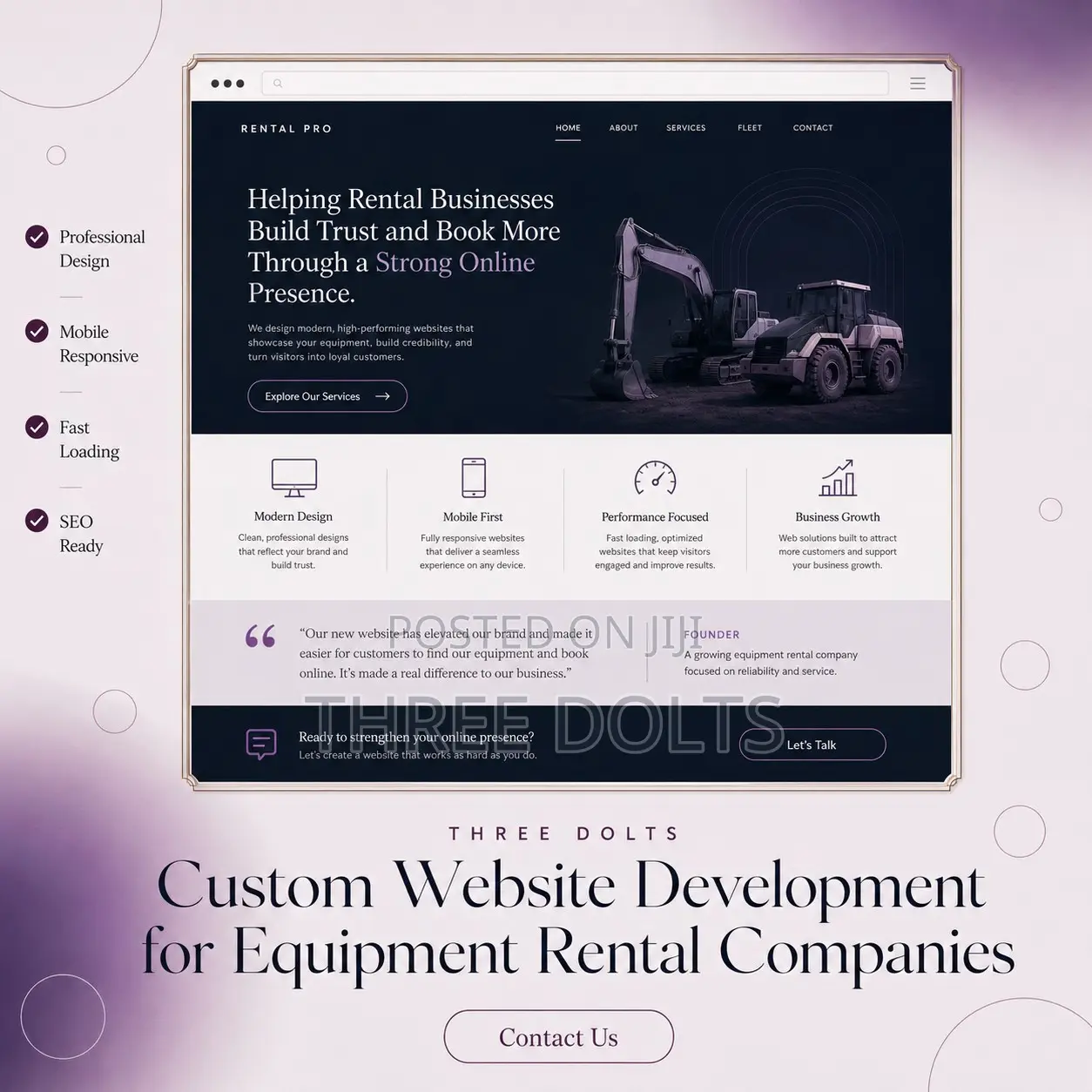 Custom Website Development for Equipment Rental Companies