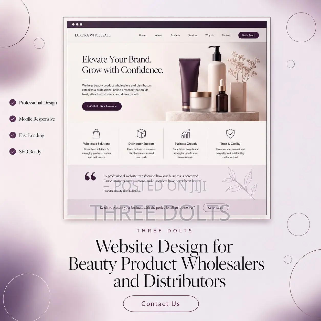 Website Design for Beauty Product Wholesalers and Distributors
