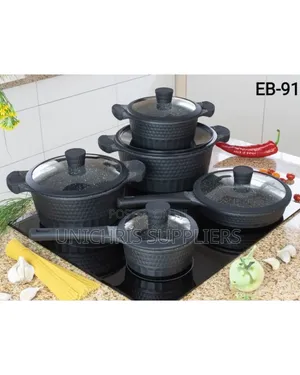 Edenberg 10 PCS Black Cookware Set