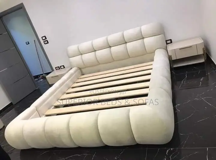 5x6 Cream Bubble Tufted Bed Frame: Payment on Delivery